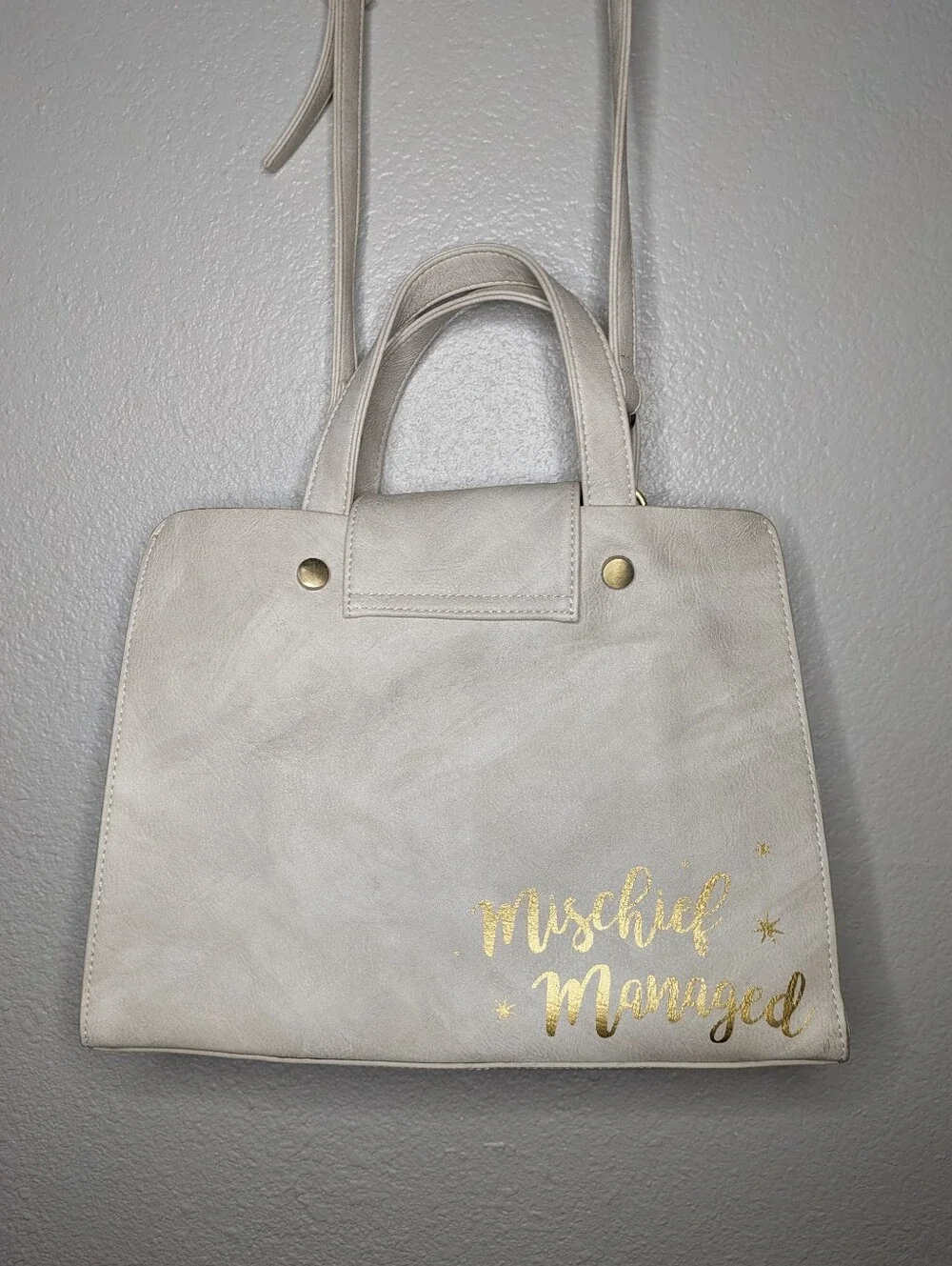 Bioworld Ivory Cream Harry Potter Marauders I Solomnly Swear Tote Crossbody Bag